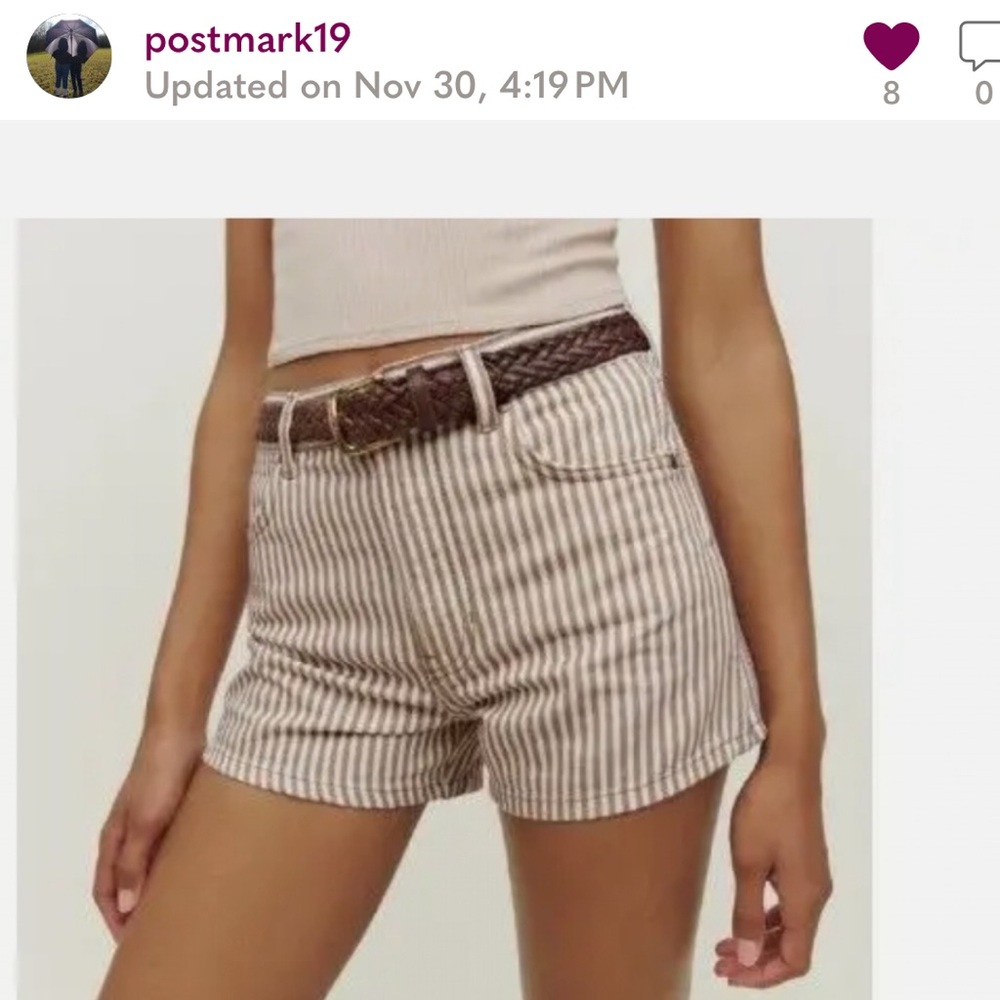 NEW Reformation Coyboy High Rise Jean Shorts Pinyon Stripe Brown Women's Size 27